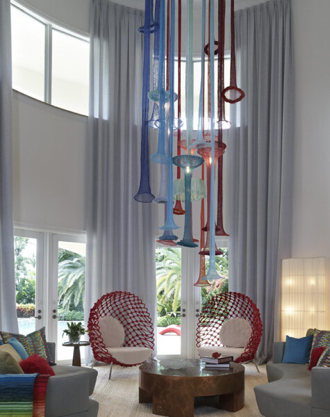 18' Luminaire made with linen and bamboo yarns